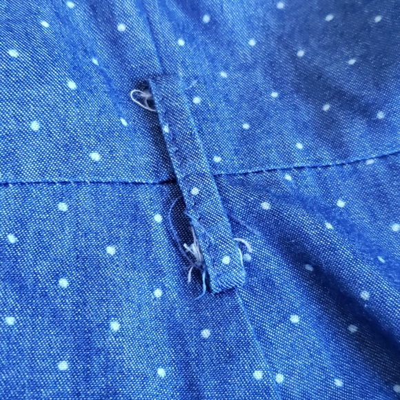 Vintage-Style Denim Dot 3/4-Sleeve Dress - Picture 6 of 8